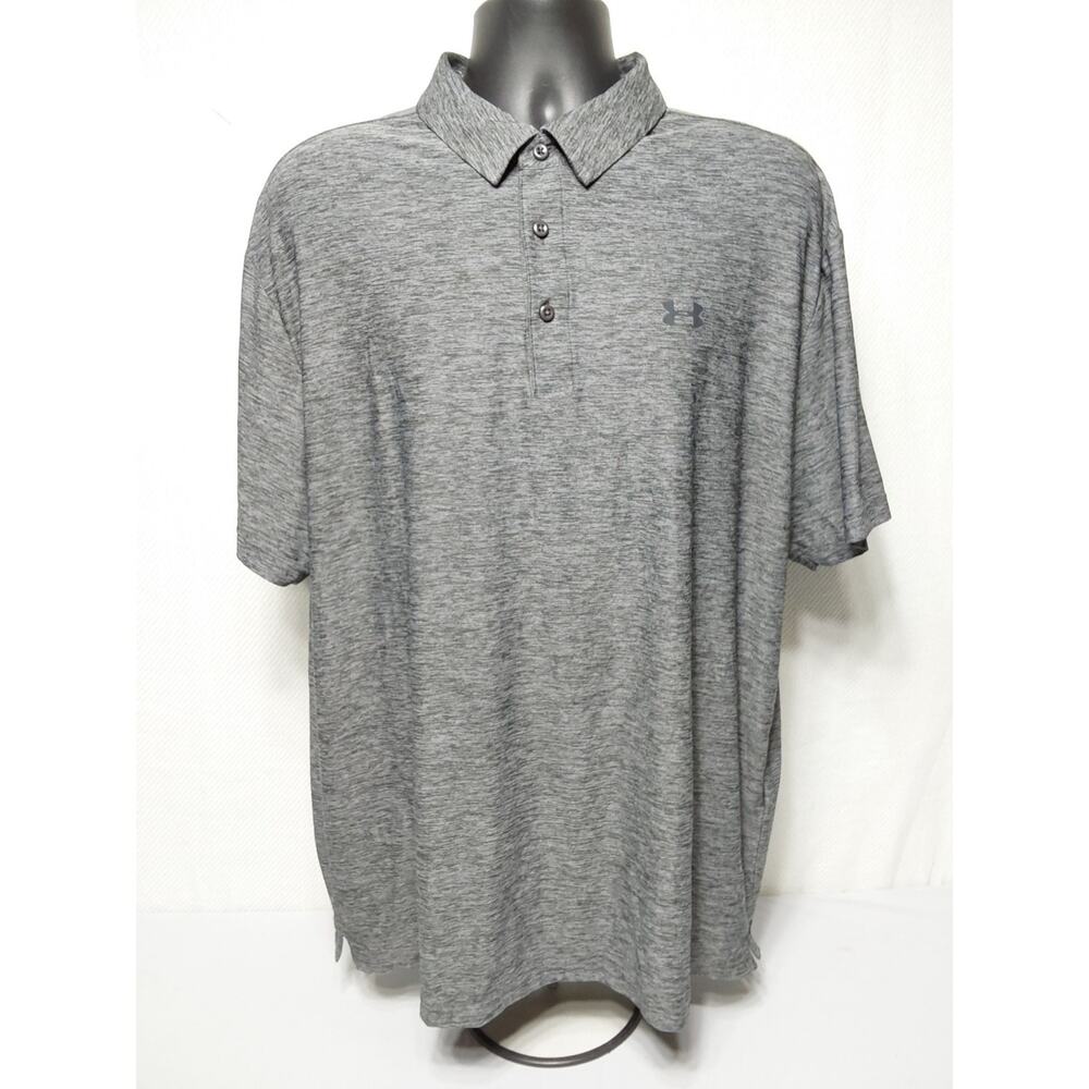 Under Armour Loose HeatGear Size 2XL Gray Polo 3 Button Short Sleeve Shirt #M91